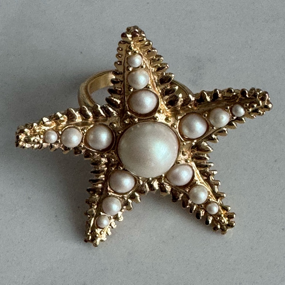 Gold Kate Spade Starfish Ring with Pearls - Picture 6 of 6